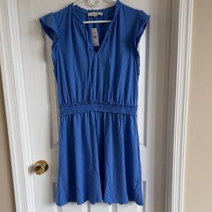 NWT LOFT Royal Blue Smocked-Waist Mini Dress